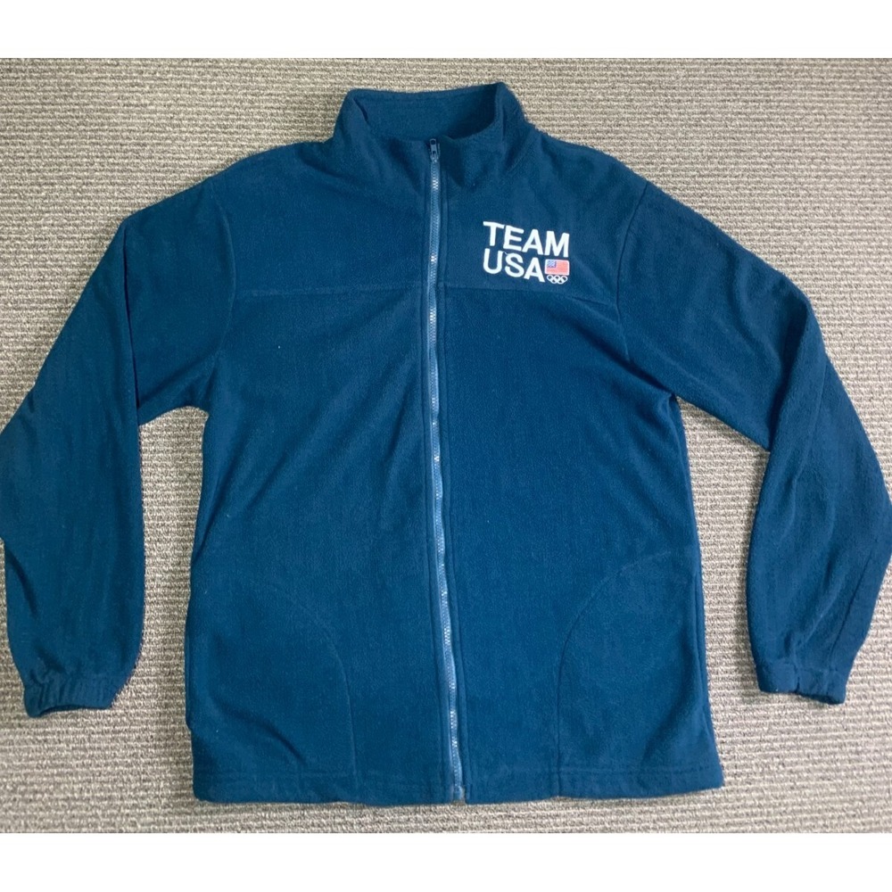 Team USA Olympics Fleece Full Zip Mens Jacket Blue Size L